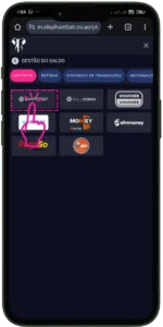 Terceiro passo para depositar na Elephant bet pelo Express