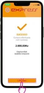 Instruções para depositar na Elephantbet Angola pelo Express