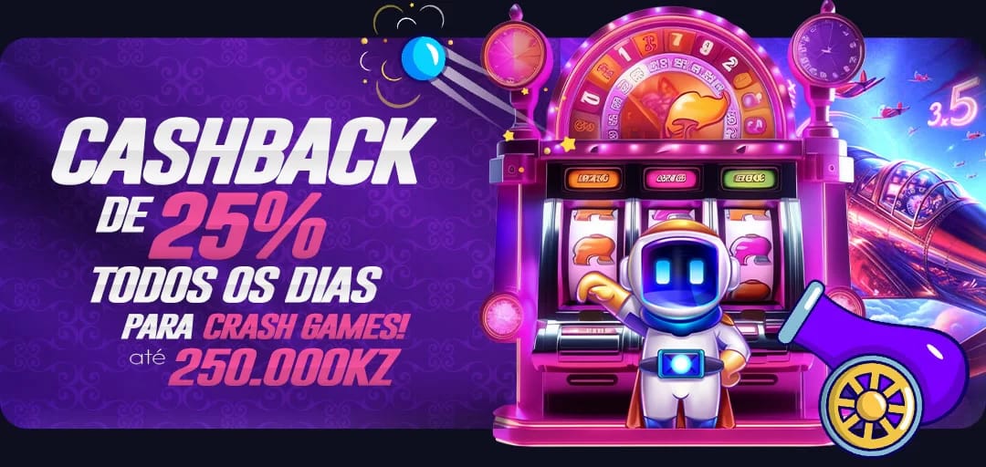CASHBACK DE 25% EM JOGS CRASH GAMES