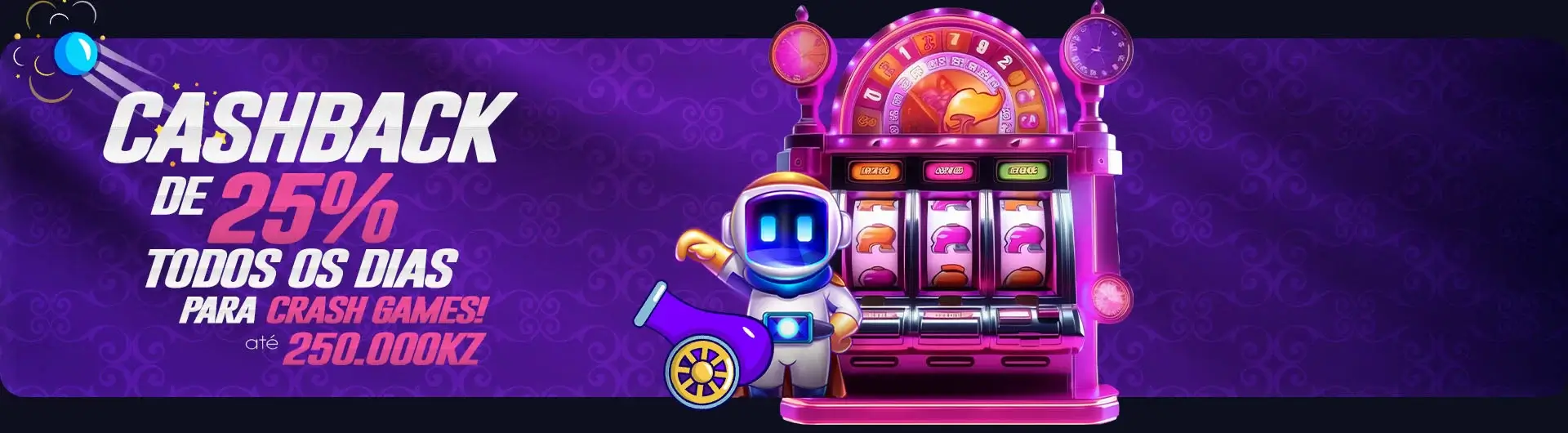 Cashback de 25% de ate 250.000 kz em crash games