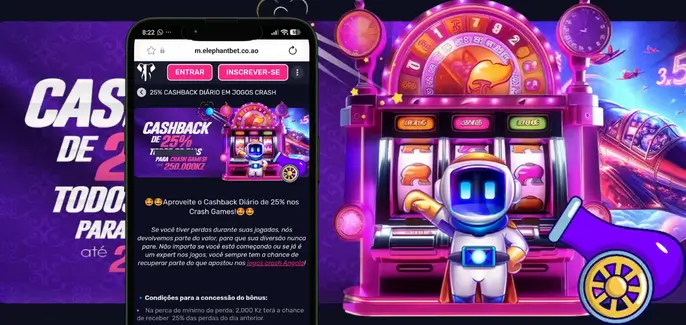 Cashback de 25% diário para jogos Crash na Elephantbet